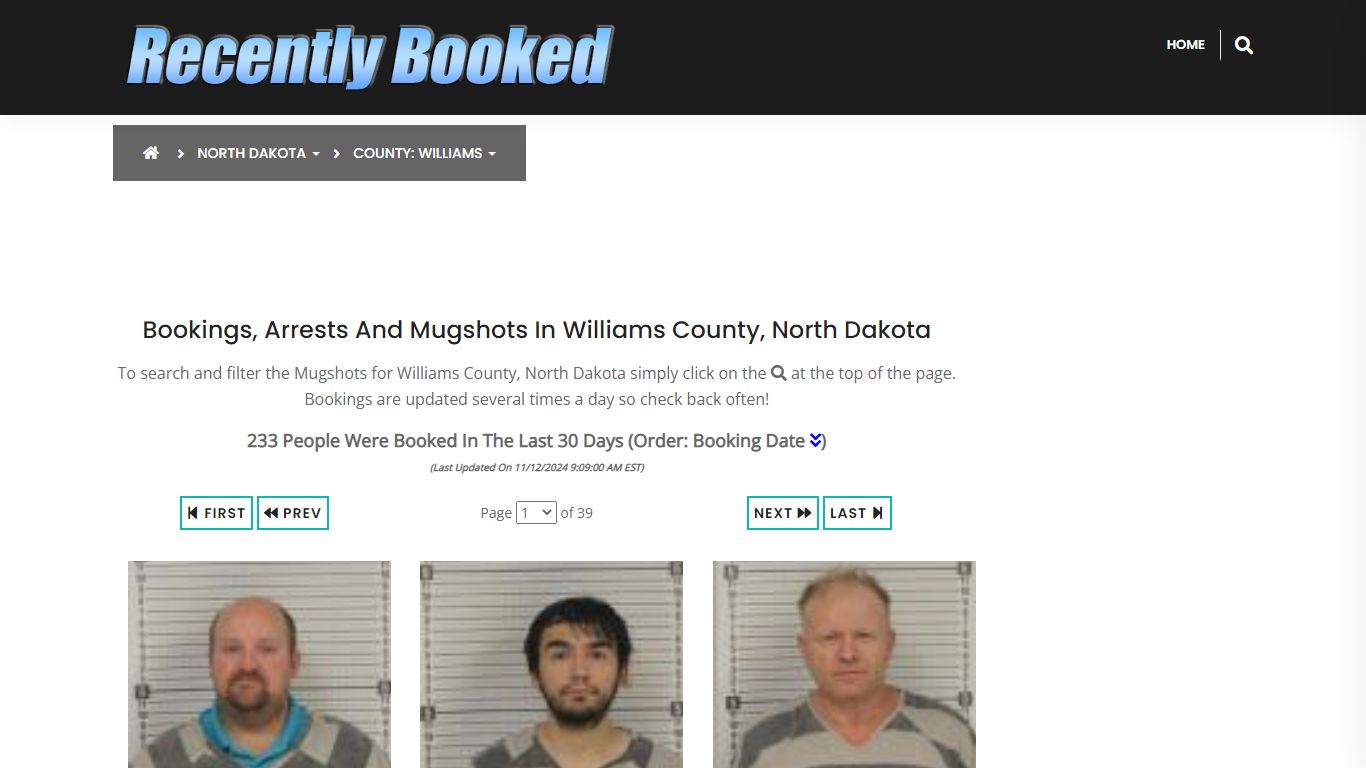 Bookings, Arrests and Mugshots in Williams County, North Dakota