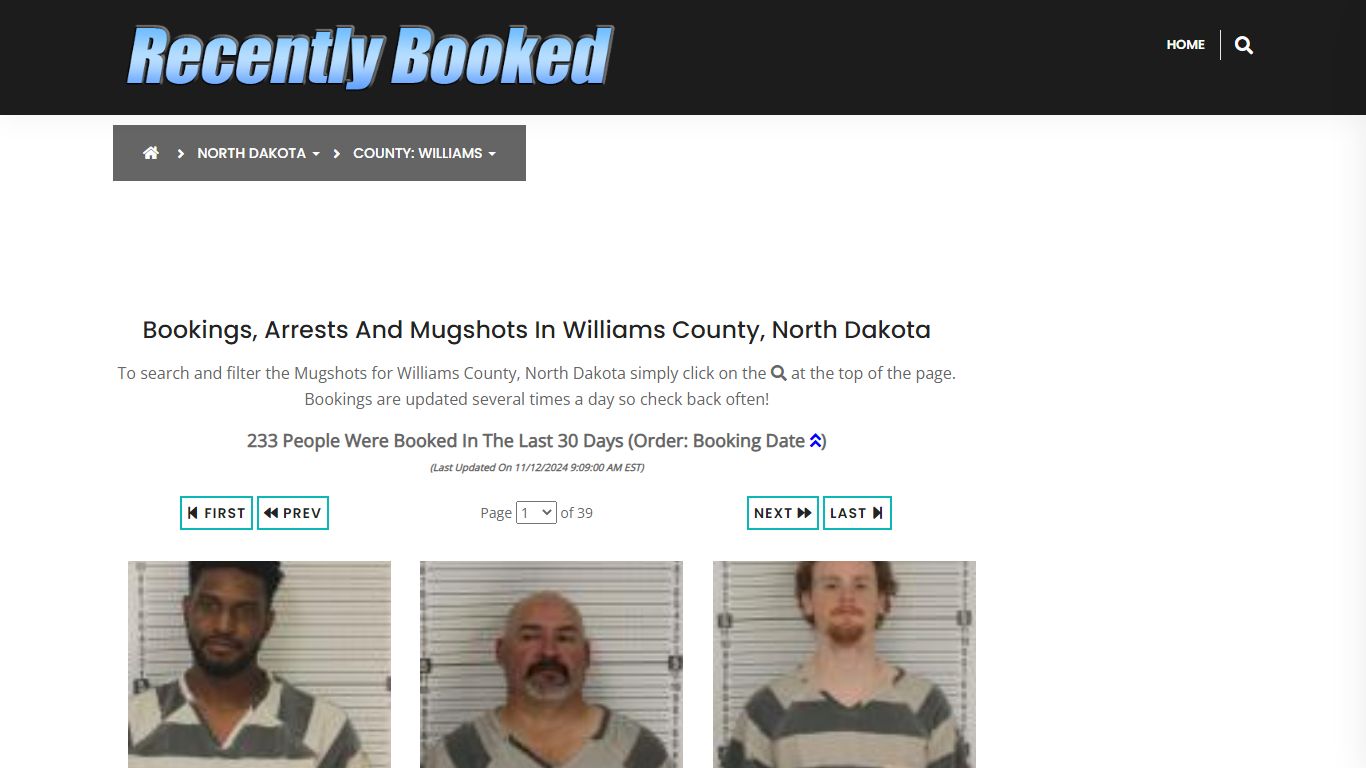 Bookings, Arrests and Mugshots in Williams County, North Dakota